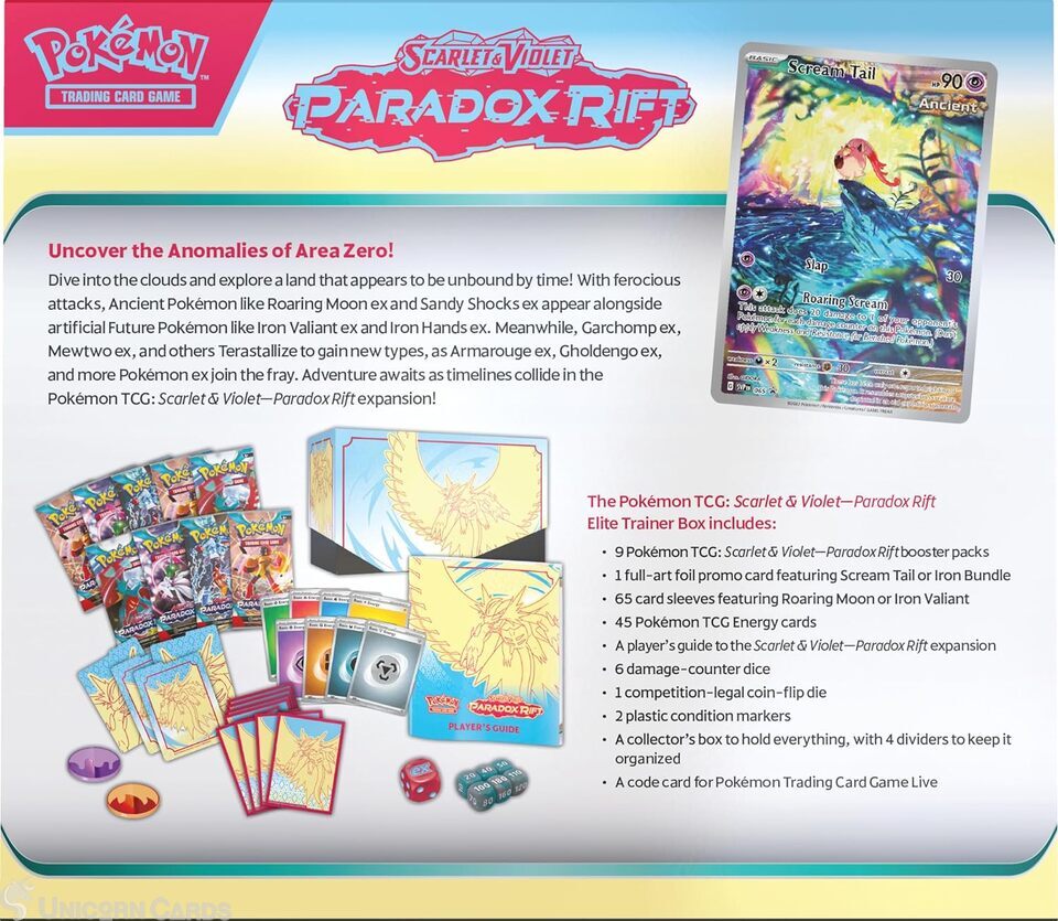 Pokemon TCG: Paradox Rift Roaring Moon Elite Trainer Box - ETB